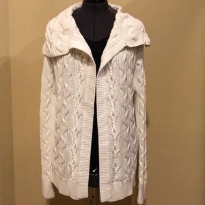 Karen Kane ivory cable stitched cardigan
